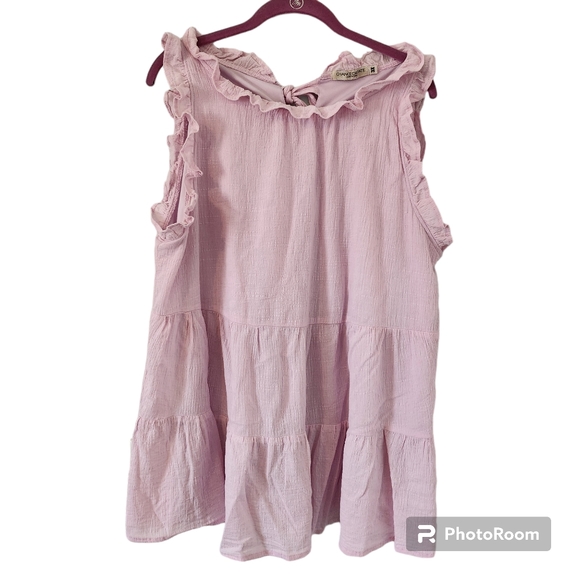 Chance or Fate Tops - Plus Size Chance Or Fate Pink Tank Top With Back Neck Bow Tie